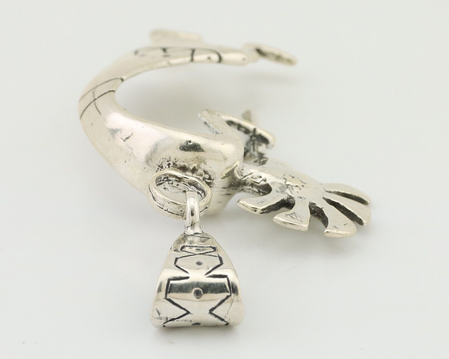 Navajo Kokopelli Pendant 925 Sterling Silver Artist Signed Masha C.80's