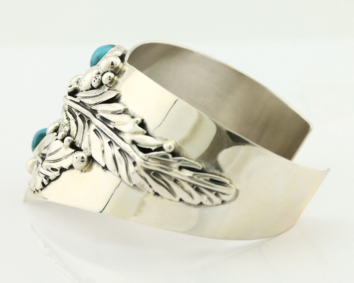 Navajo Bracelet 925 Silver Natural Blue Turquoise Signed David Zachary C.80's