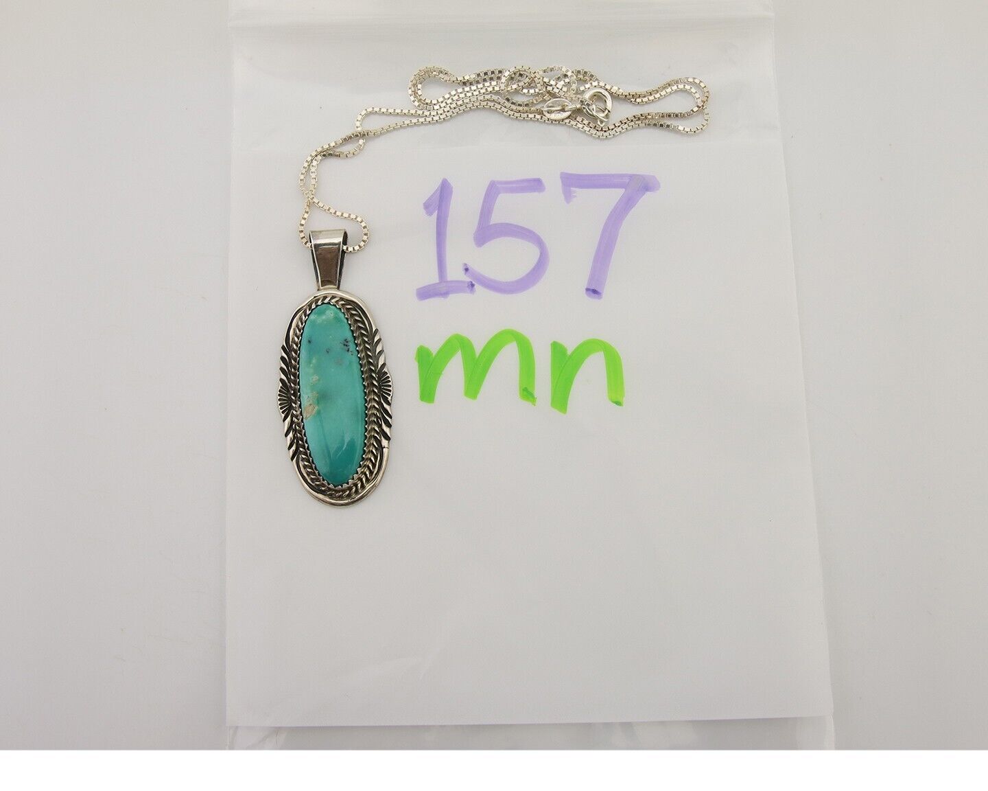 Navajo Necklace 925 Silver Natural Turquoise Artist Signed Mike Begay C.80's