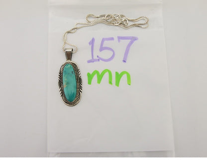 Navajo Necklace 925 Silver Natural Turquoise Artist Signed Mike Begay C.80's