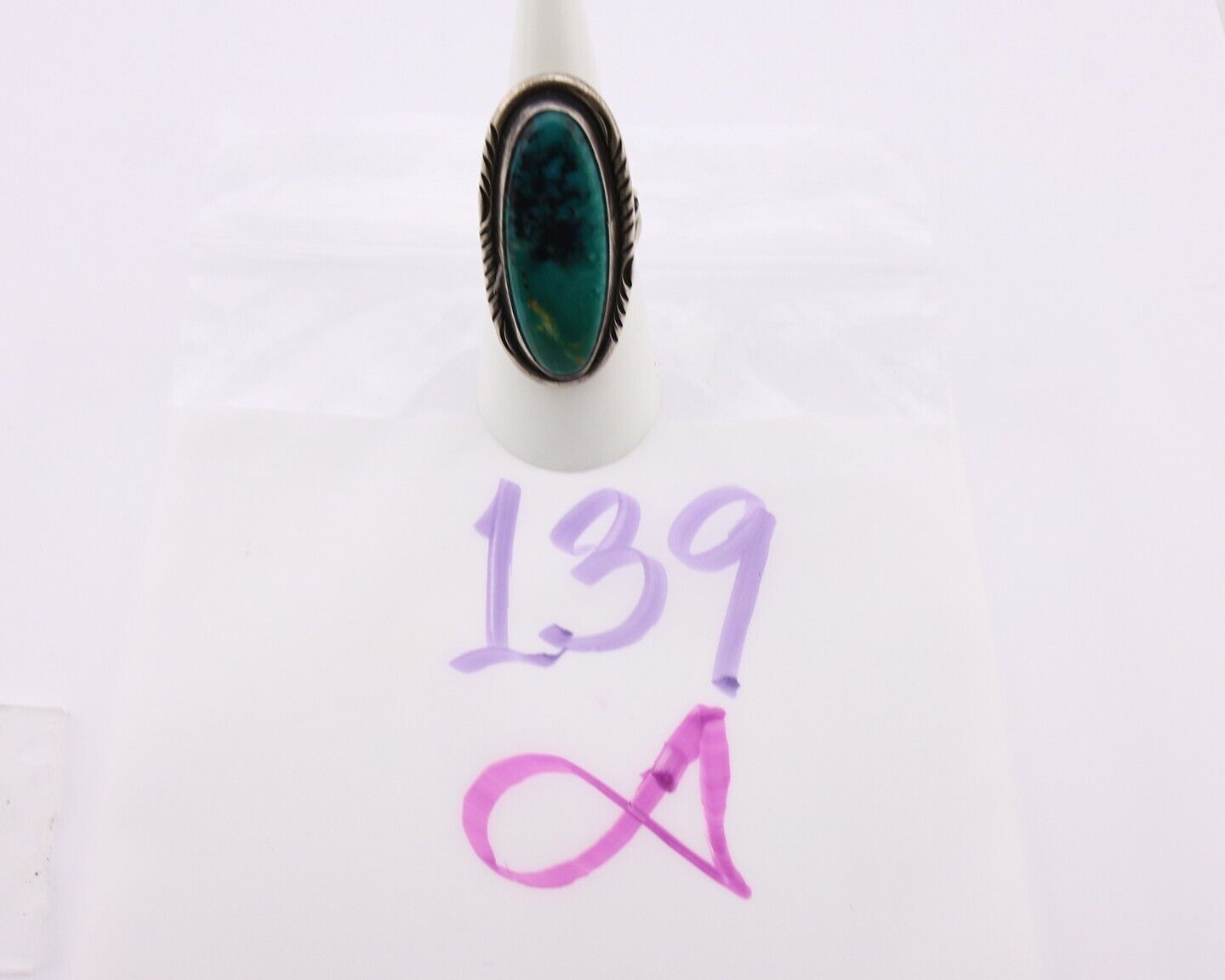 Navajo Ring 925 Silver Natural Blue Turquoise Signed William Denetdale C.80s