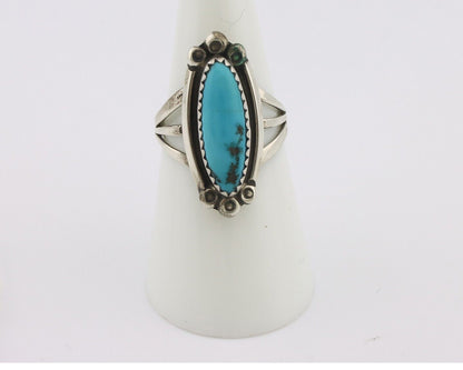 Navajo Ring .925 Silver Sleeping Beauty Turquoise Signed SkyStone Creations C80s