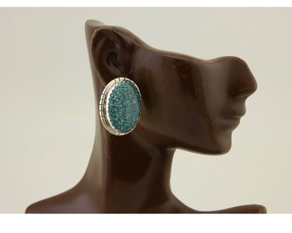 Navajo Earrings 925 Silver Mine 8 Turquoise Native American Artist C.80's