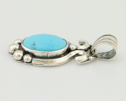 Navajo Pendant 925 Silver Natural Turquoise Artist Signed RB C.80's