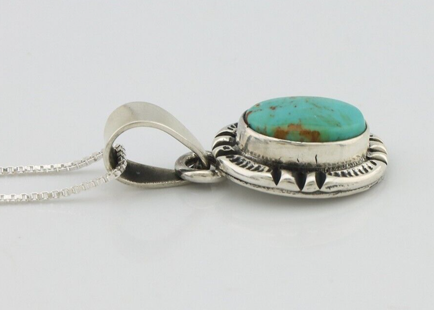 Navajo Necklace 925 Silver Arizona Turquoise Handmade Signed Gecko C.90's