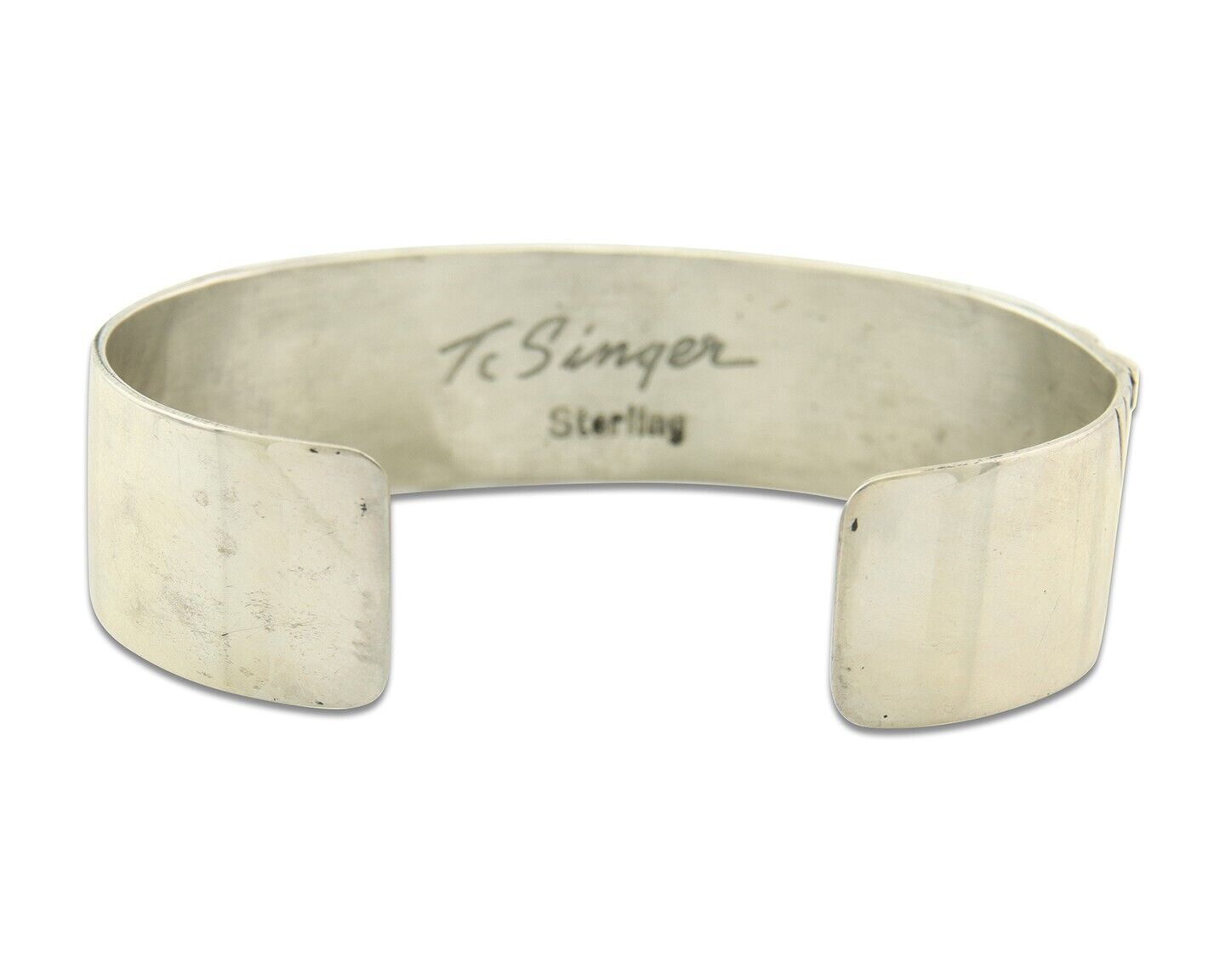 Navajo Bracelet Gold & 925 Silver Handmade 16 mm Wide Signed Thomas Singer C80s