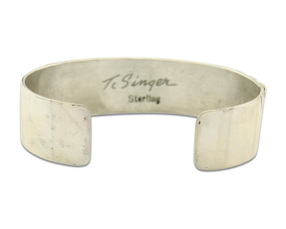 Navajo Bracelet Gold & 925 Silver Handmade 16 mm Wide Signed Thomas Singer C80s