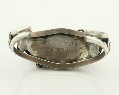 Navajo Cuff Bracelet Sterling Silver Turquoise Vintage Signed S Emerson