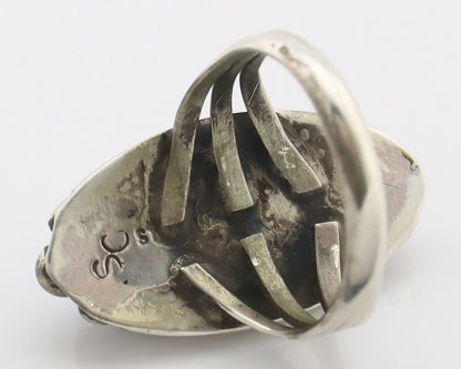 Navajo Ring .925 Silver Sleeping Beauty Turquoise Signed SkyStone Creations C80s