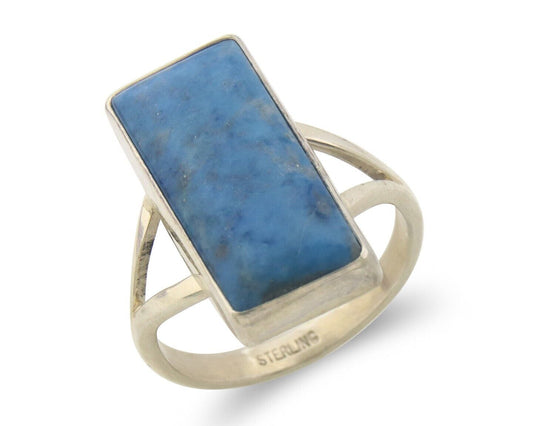 Navajo Men Ring 925 Sterling Lapis Handmade Native Artist C.80's Size 10.5