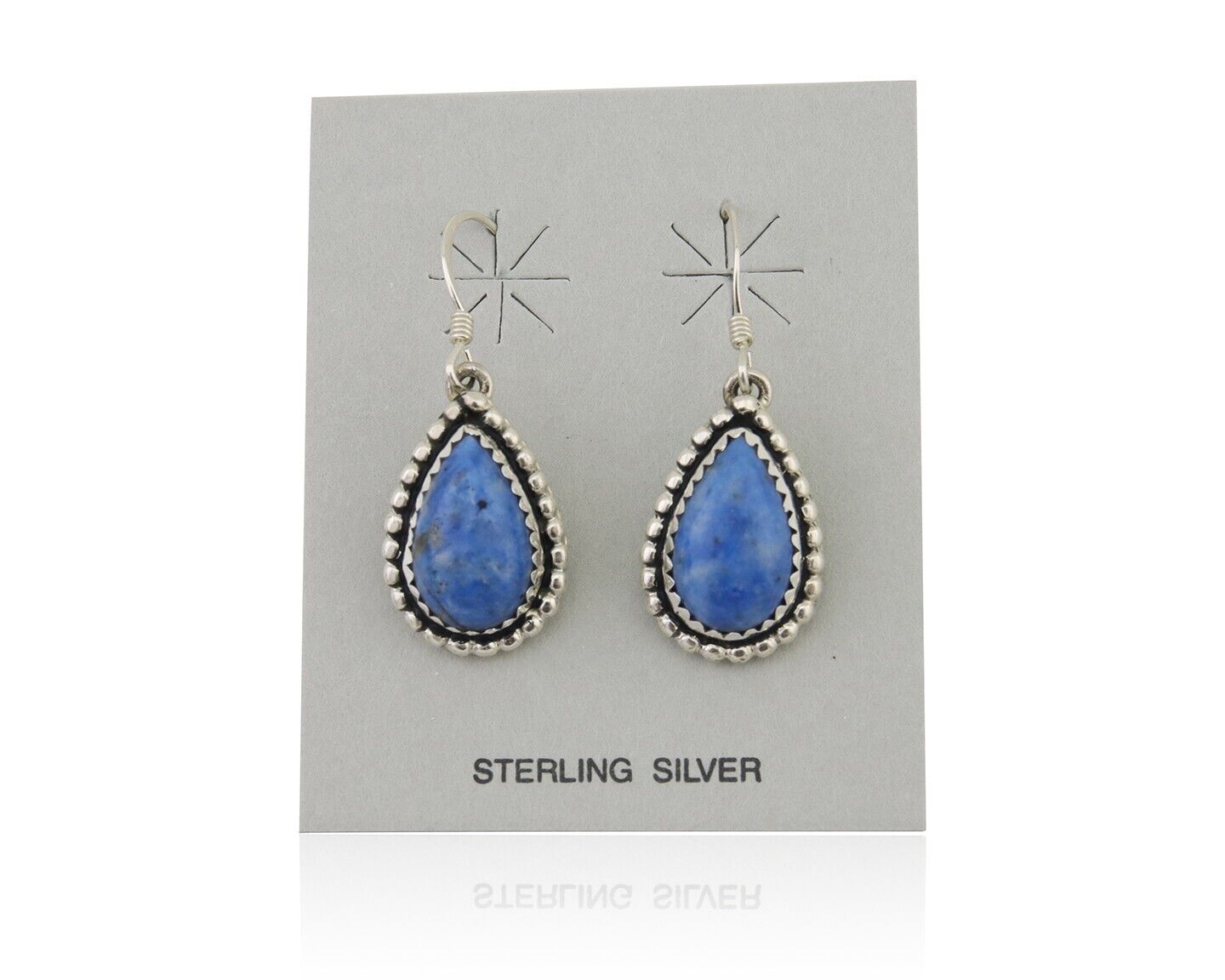 Navajo Earrings 925 Silver Blue Denim Lapis Artist Signed First Eagle C.80's