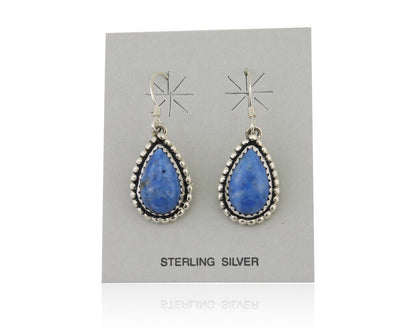 Navajo Earrings 925 Silver Blue Denim Lapis Artist Signed First Eagle C.80's