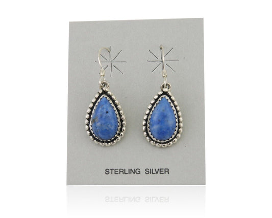 Navajo Earrings 925 Silver Blue Denim Lapis Artist Signed First Eagle C.80's