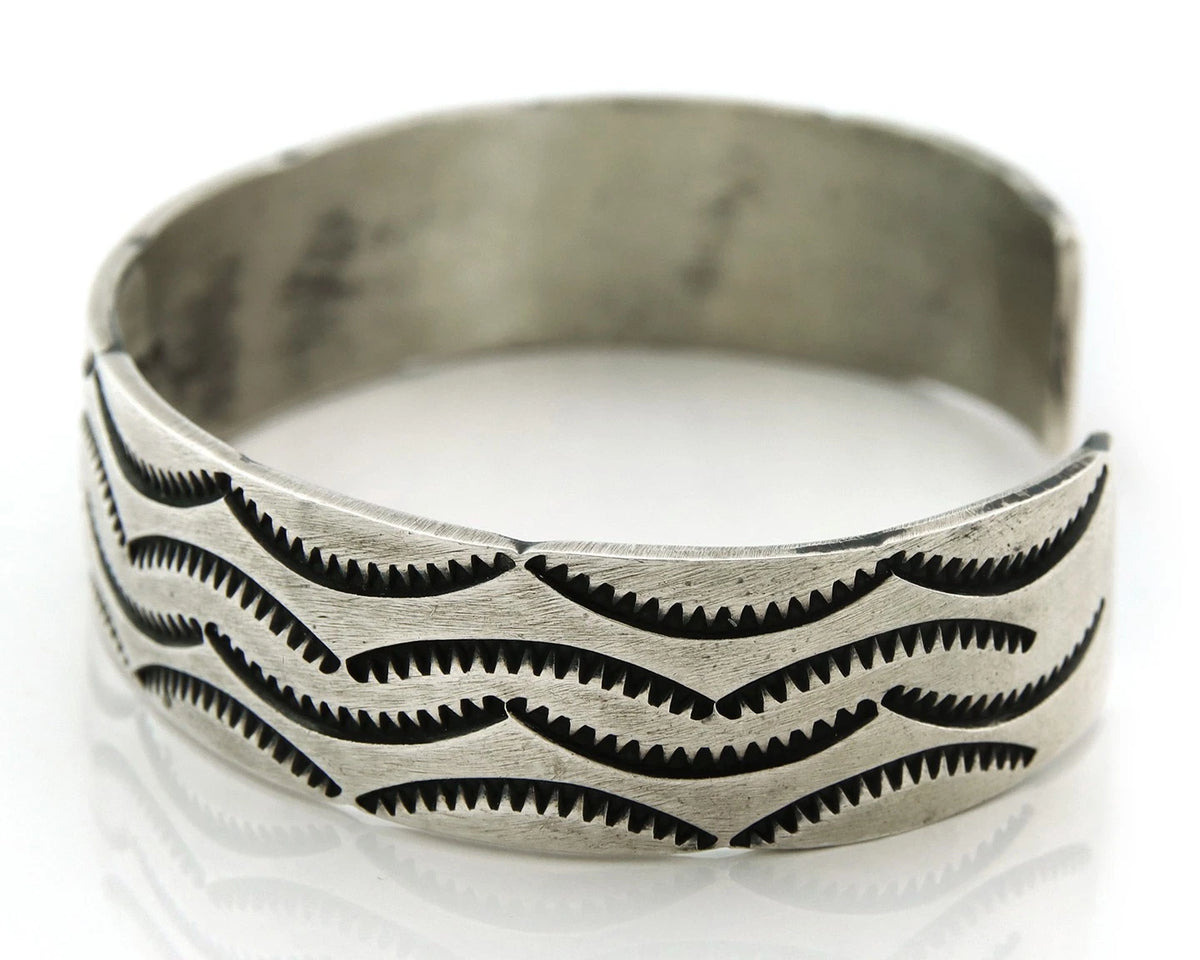 Navajo Cuff Bracelet 925 Sterling Silver Vintage Heavy Hand Stamped