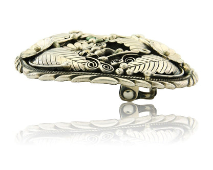 Navajo Belt Buckle 925 Sterling Silver Artist Signed DL 2.25x2.8 in C.80's