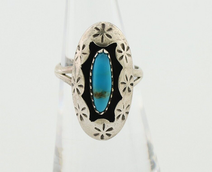 Navajo Ring 925 Silver Natural Blue Turquoise Native American Artist C.80's