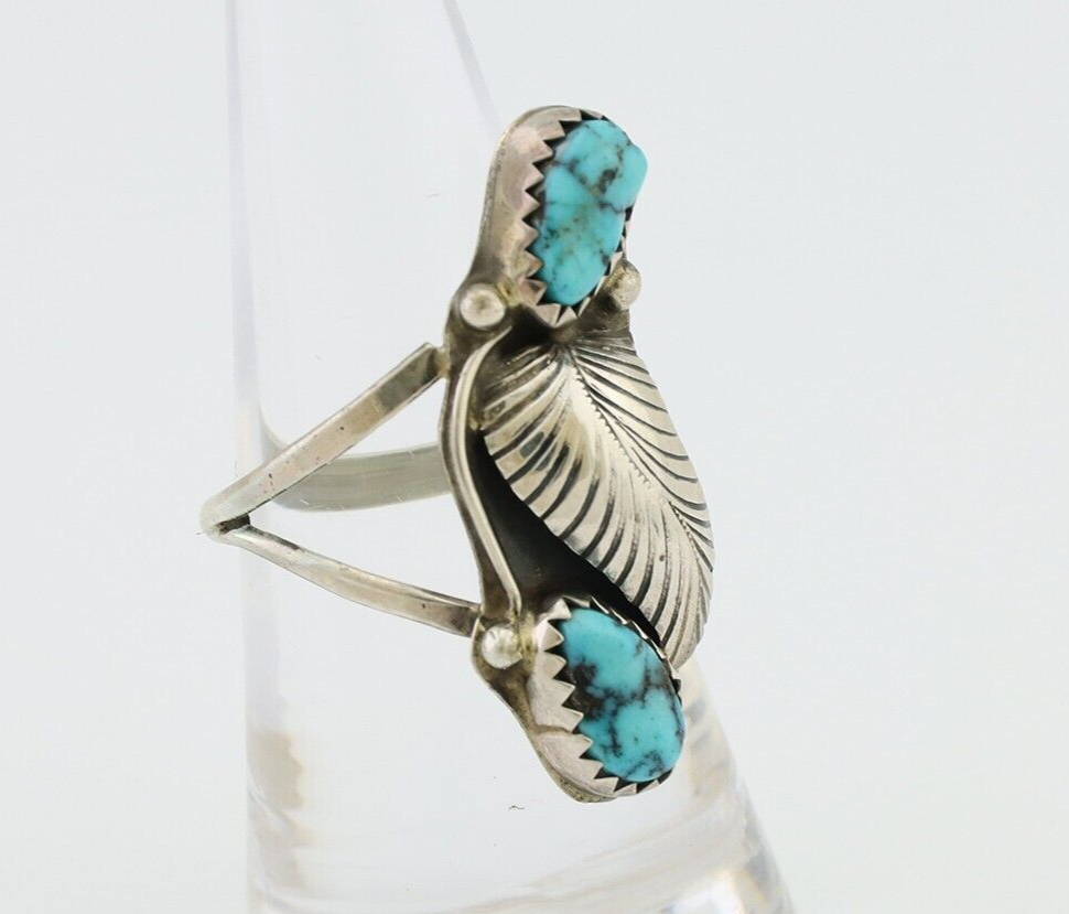 Navajo Handmade Ring 925 Silver Kingman Turquoise Native American Artist C.80's