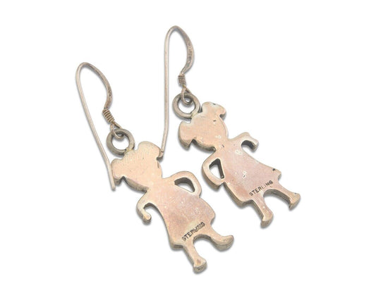 Navajo Earrings 925 Silver Natural Turquoise & Sugilite Native American C.80's