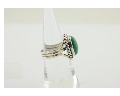Navajo Ring 925 Silver Natural Malachite Native American Artist C.80's