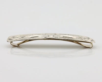 Women's Navajo Hair Clip Hand Stamped 925 Silver Native American Artist C.80's