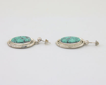 Navajo Dangle Earrings 925 Natural Turquoise Signed RAMONA C.80's