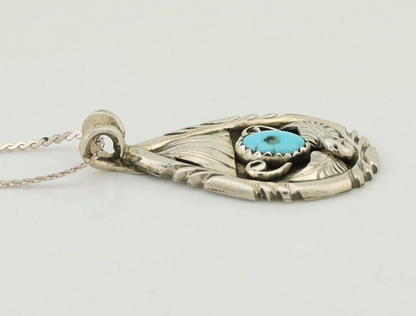 Navajo Necklace 925 Silver Kingman Turquoise Native American Artist C.90s
