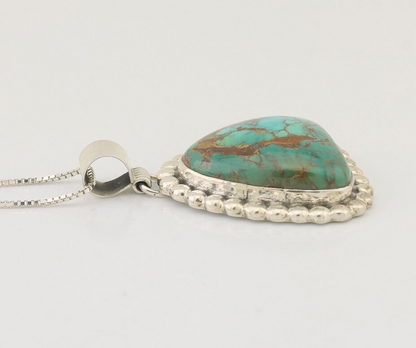 Navajo Necklace 925 Silver Natural Turquoise Signed Sunset C.85