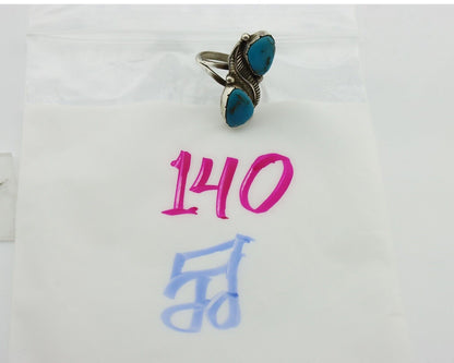 Navajo Ring 925 Silver Blue Turquoise Artist Signed K C.80's