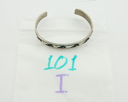 Navajo Bracelet 925 Silver Handmade Cuff Artist Signed TJB C.80's