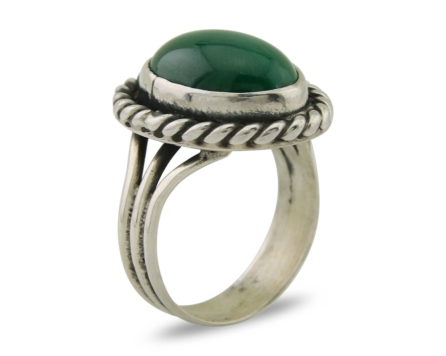 Navajo Ring 925 Silver Natural Malachite Native American Artist C.80's
