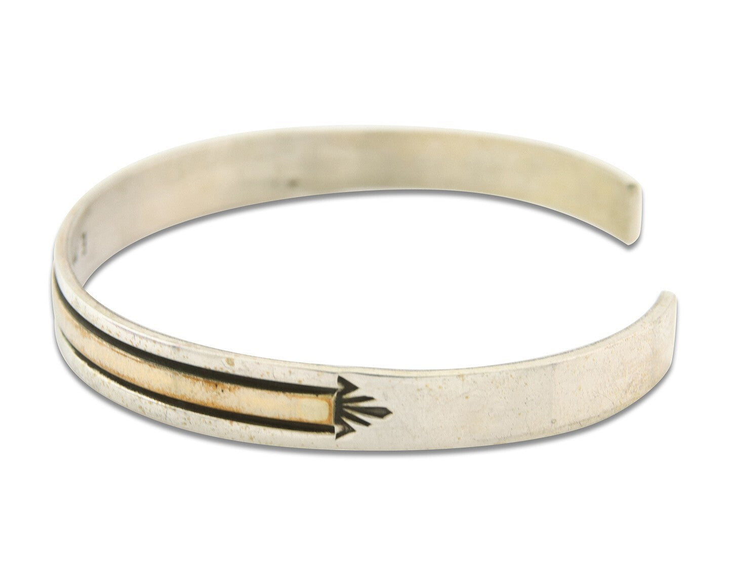 Navajo Bracelet 925 Silver & 12k Yellow Gold Plated Signed E C.80's