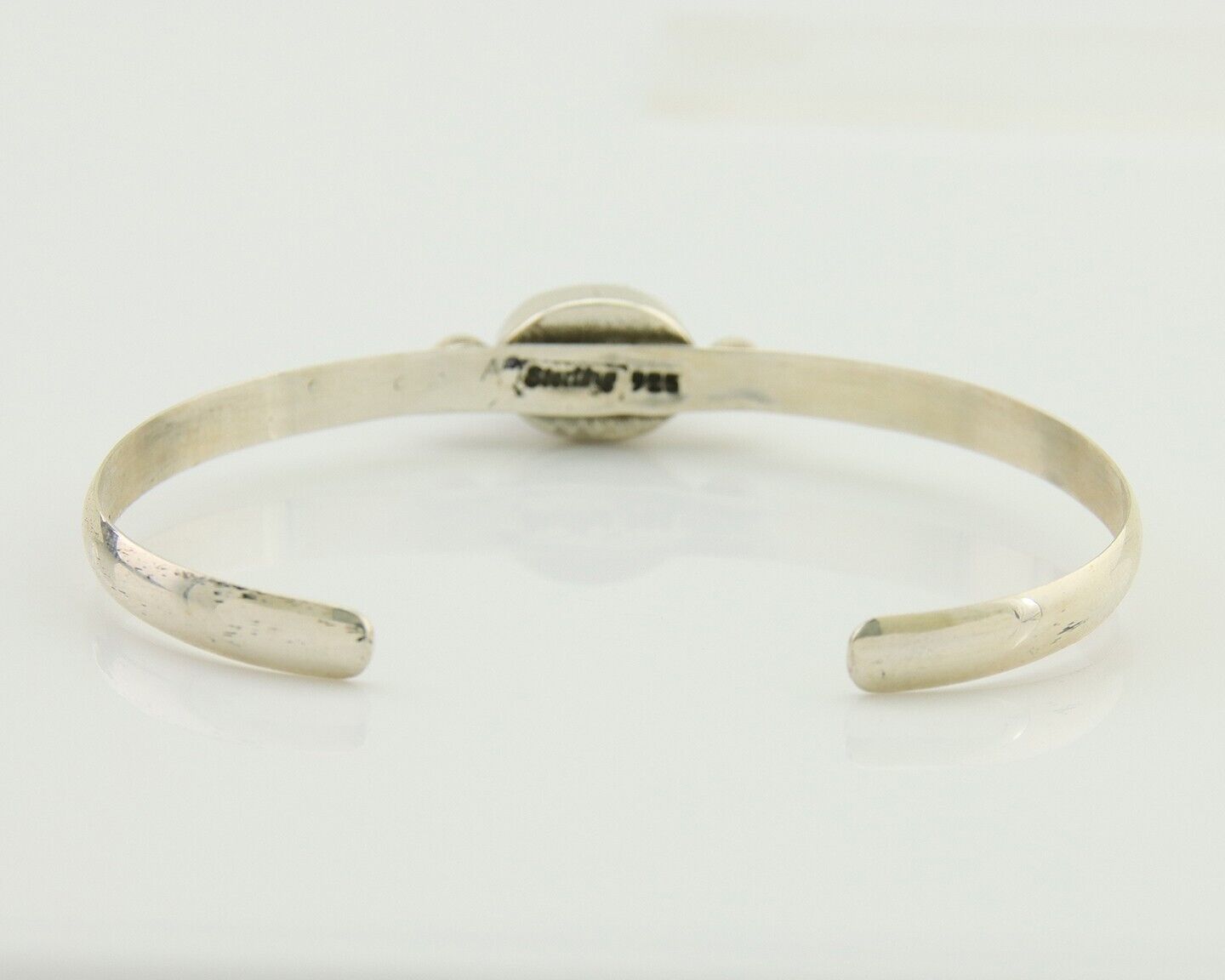 Navajo Cuff Bracelet Spiderweb Turquoise 925 Silver Native American Artist C.80s