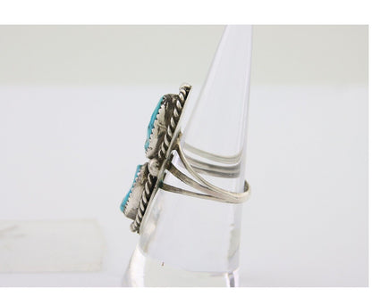 Navajo Ring 925 Silver Natural Turquoise Artist Signed Rob T Kelly C.80's