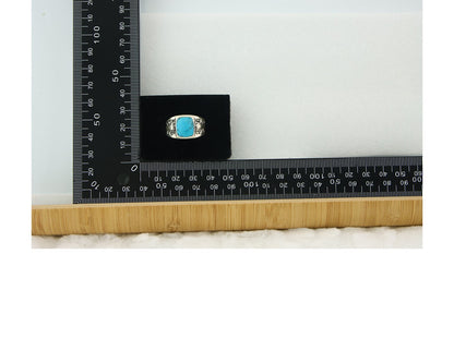 Men Vintage Nugget Ring 925 Sterling Turquoise Artist Signed SC Size 11.25