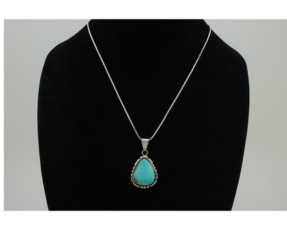 Navajo Necklace 925 Silver Kingman Turquoise B Yazzie C.80s