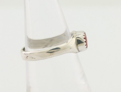 Navajo Handmade Ring 925 Silver Natural Mediterranean Coral Native Artist C.80's