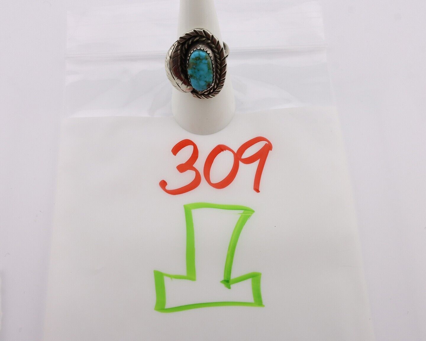 Navajo Handmade Ring 925 Silver Turquoise Native American Artist C.80's