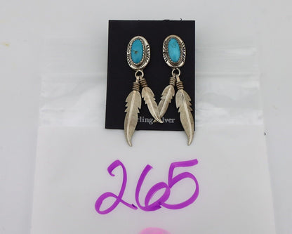 Navajo Handmade Earrings 925 Silver Blue Turquoise Native Artist C.80s