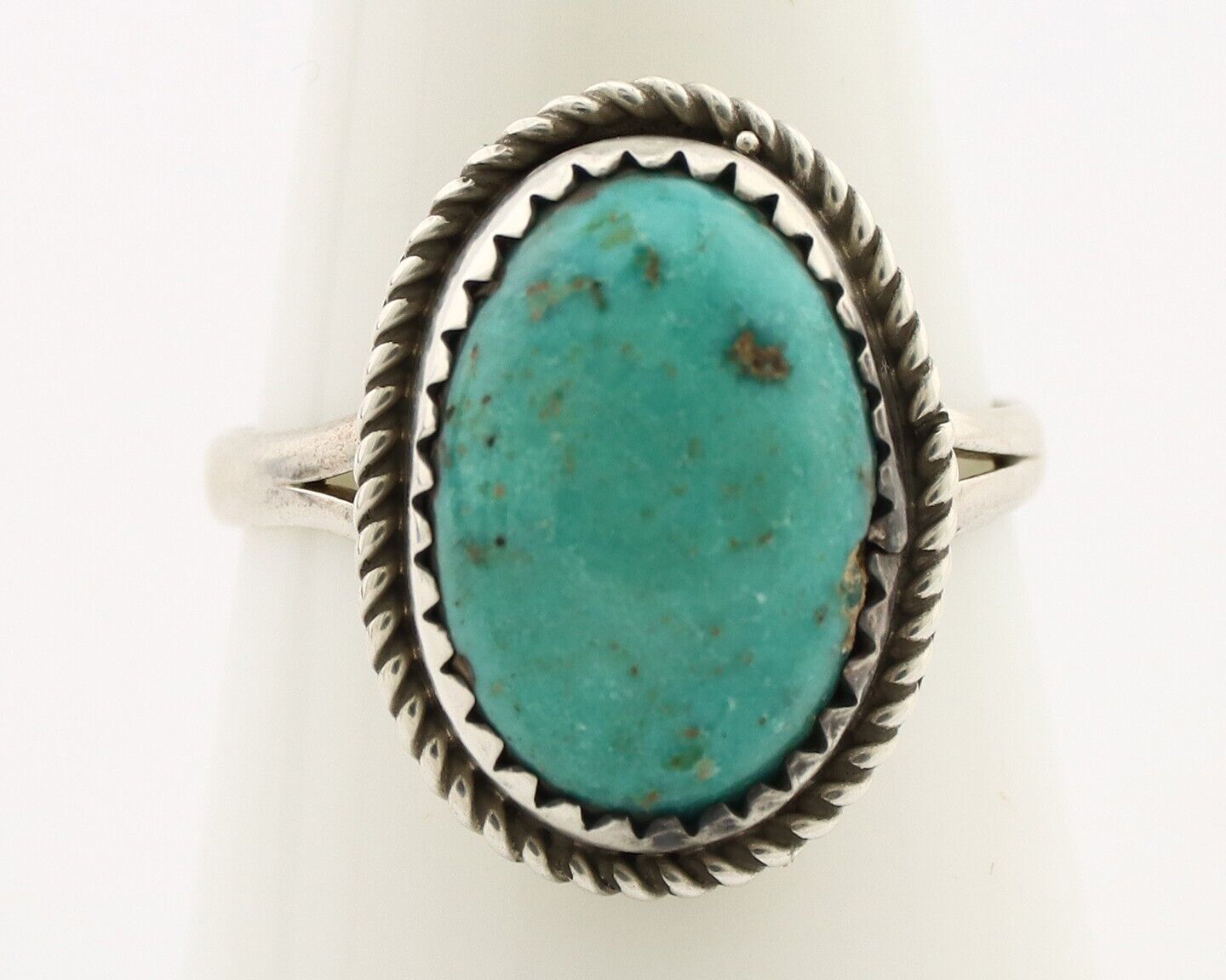 Navajo Ring 925 Silver Kingman Turquoise Artist Native American Signed C.80's