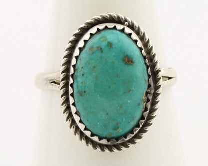Navajo Ring 925 Silver Kingman Turquoise Artist Native American Signed C.80's
