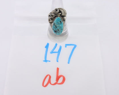 Navajo Ring 925 Silver Sleeping Beauty Turquoise Signed Justin Morris C.80's