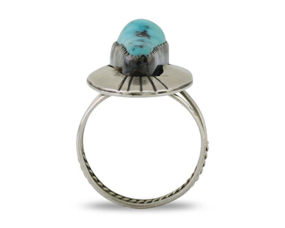 Navajo Ring 925 Silver Blue Gem Turquoise Native Artist Size 5.25 C.80's