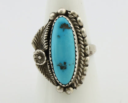 Navajo Ring 925 Silver Sleeping Beauty Turquoise Signed SC C.80's
