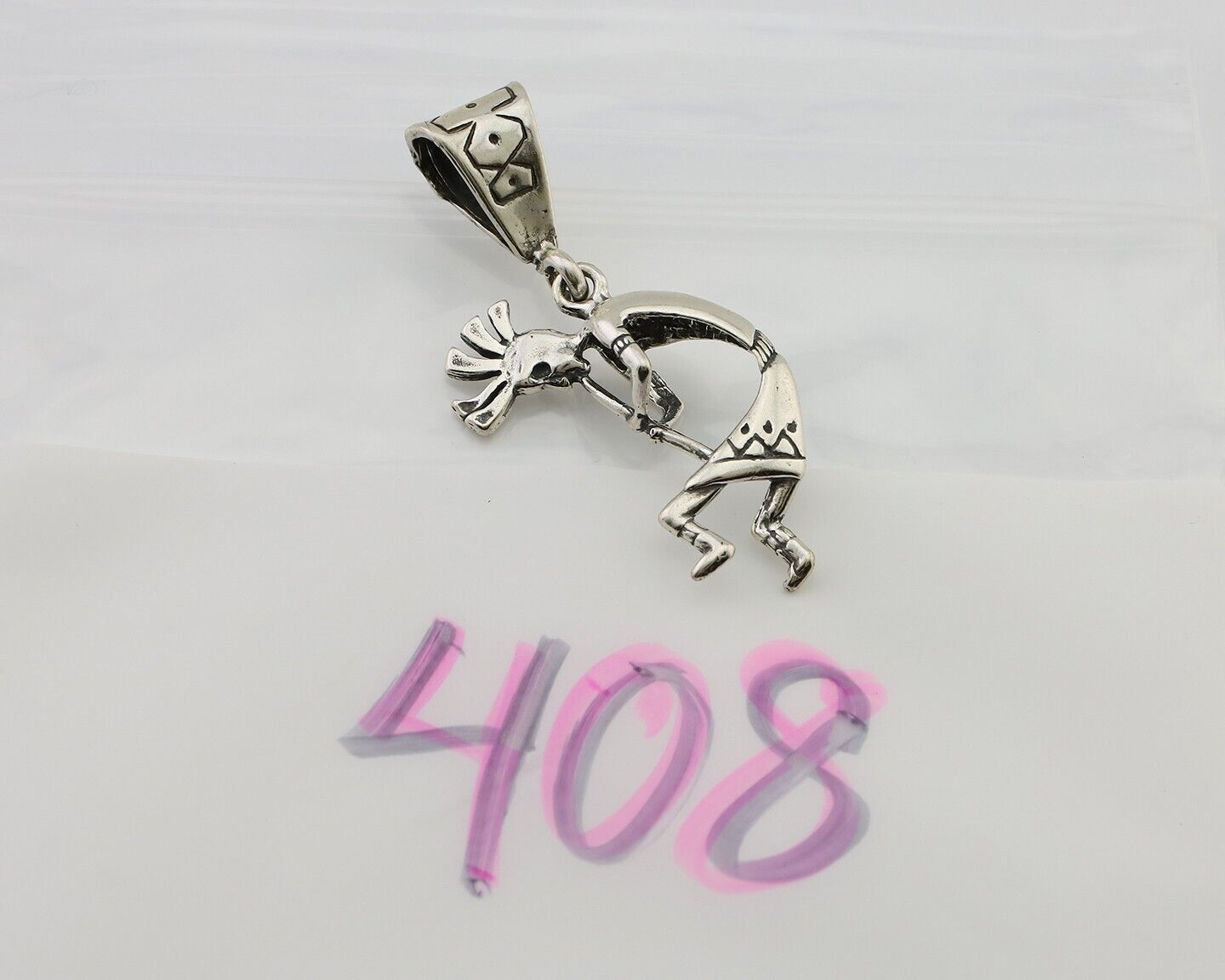 Navajo Kokopelli Pendant 925 Sterling Silver Native Artist Masha C.80's