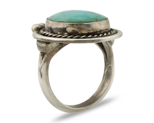 Navajo Ring 925 Silver Blue Turquoise Native American Signed C.80's