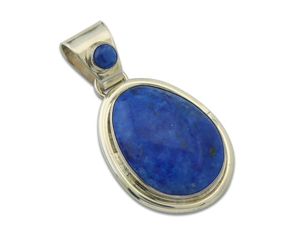 Navajo Sterling Silver Pendant Denim Lapis Authentic Vintage Signed M