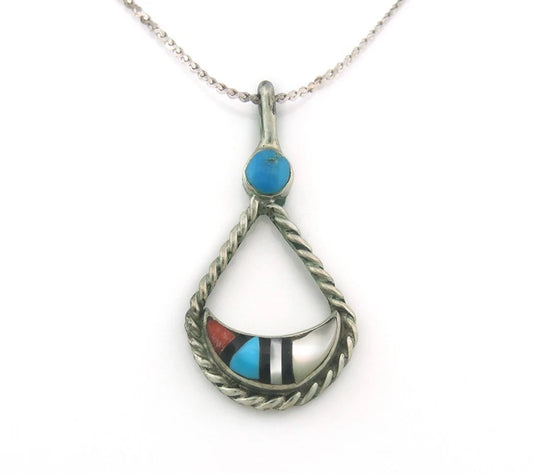 Navajo Necklace Sterling Silver Natural Blue Turquoise Vintage