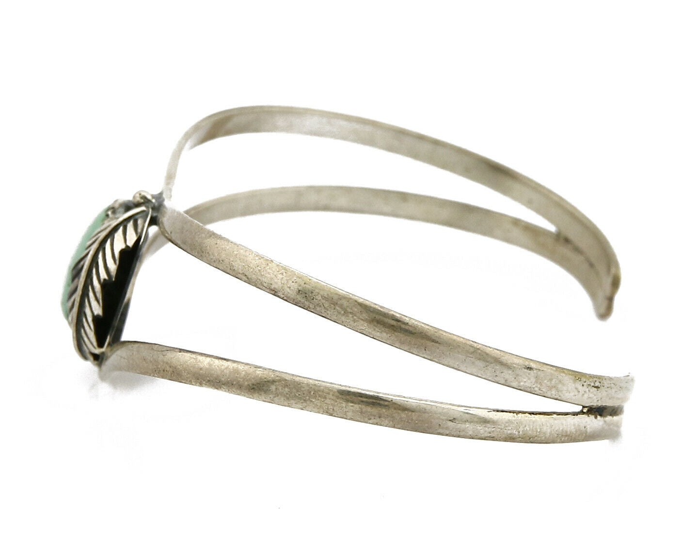 Navajo Handmade .925 Silver Natural Mined Bisbee Turquoise Cuff