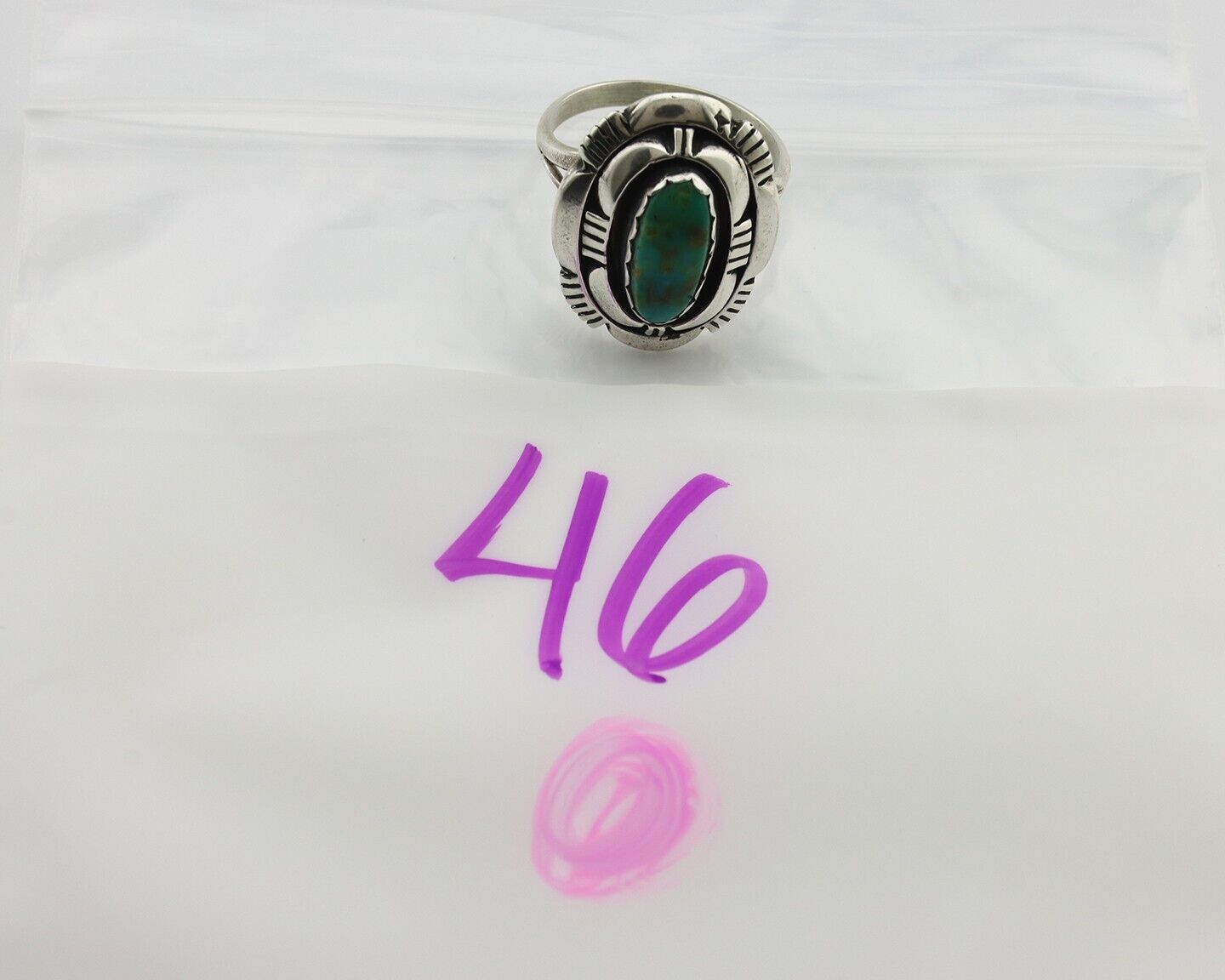 Navajo Ring 925 Silver Turquoise Artist Signed Leonard & Marian Nez C.80's