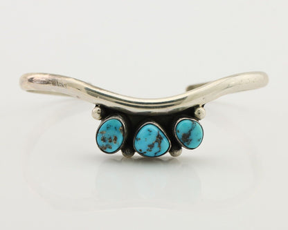 Navajo Bracelet 925 Silver Morenci Turquoise Artist Signed Frank Sandoval C.80's